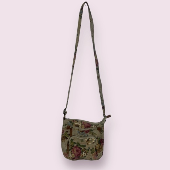 Cargo Floral Utility Crossbody Canvas Cartridge Pocket Passport Artsy Bag Purse - Picture 1 of 5